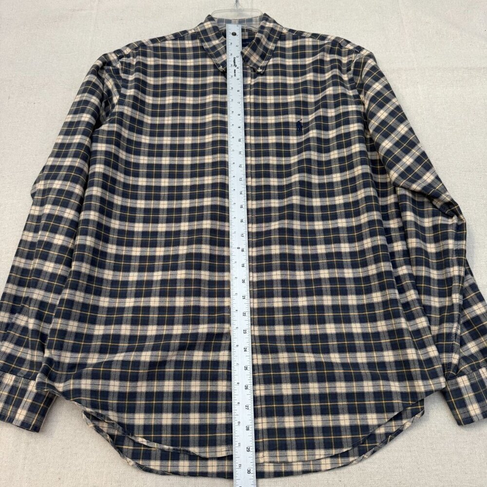 Ralph Lauren Navy Windowpane Plaid Button Shirt Long Sleeve Casual Wear L - Picture 8 of 11